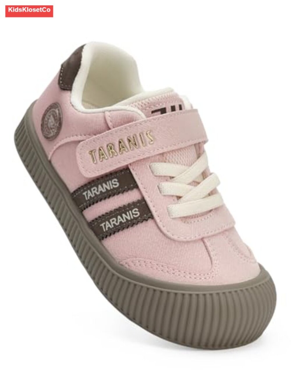 Kids Sneakers with Wide Toe Box Reinforced Heel Hook and Loop Closure